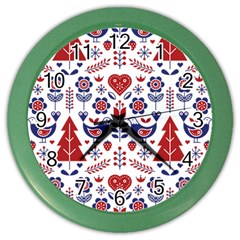 Scandinavian Folk Seamless Pattern Color Wall Clock