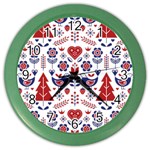 Scandinavian Folk Seamless Pattern Color Wall Clock Front