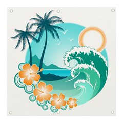 Paradise Heaven Holiday Beach Orange Ocean Banner And Sign 3  X 3 