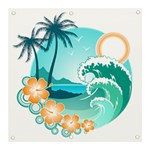 Paradise Heaven Holiday Beach Orange Ocean Banner and Sign 3  x 3  Front