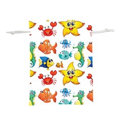 Fish Ocean Water Sea Life Seamless Background Lightweight Drawstring Pouch (m)