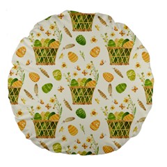 Easter Eggs   Large 18  Premium Flano Round Cushions