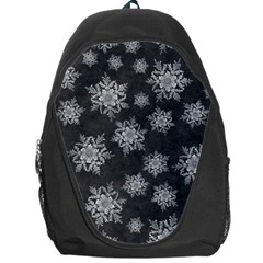 Snowflakes And Star Patterns Grey Snow Backpack Bag by artworkshop