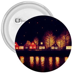 Night Houses River Bokeh Leaves Fall Autumn 3  Buttons