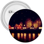 Night Houses River Bokeh Leaves Fall Autumn 3  Buttons Front