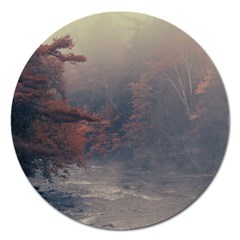 Morning River Forest Autumn Misty Morning Stream Magnet 5  (round)