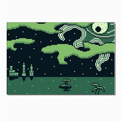 Ship Sea Monster Boat Island Night Pixel Postcards 5  X 7  (pkg Of 10) by Pakemis
