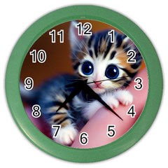 Cute Kitten Kitten Animal Wildlife 3d Color Wall Clock