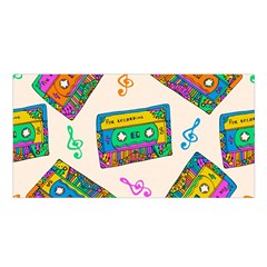 Seamless Pattern With Colorfu Cassettes Hippie Style Doodle Musical Texture Wrapping Fabric Vector Satin Shawl 45  X 80 