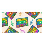Seamless Pattern With Colorfu Cassettes Hippie Style Doodle Musical Texture Wrapping Fabric Vector Satin Shawl 45  x 80  Front