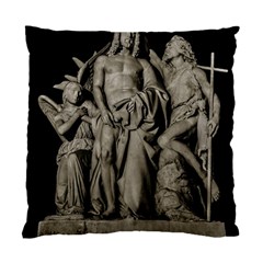 Catholic Motif Sculpture Over Black Standard Cushion Case (two Sides)