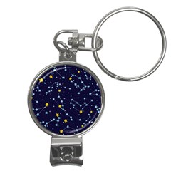 Seamless Pattern With Cartoon Zodiac Constellations Starry Sky Nail Clippers Key Chain