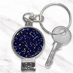 Seamless Pattern With Cartoon Zodiac Constellations Starry Sky Nail Clippers Key Chain Front