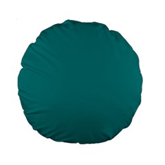Color Dark Cyan Standard 15  Premium Round Cushions by Kultjers