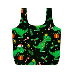 Christmas Funny Pattern Dinosaurs Full Print Recycle Bag (m) by Uceng