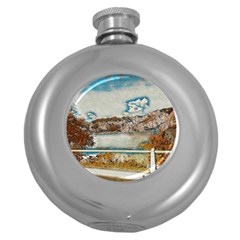 Side Way To Lake Garda, Italy  Round Hip Flask (5 Oz)