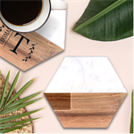 Banskobystricky Flag Marble Wood Coaster (Hexagon)  Front