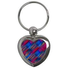 Striped Colorful Abstract Pattern Key Chain (heart) by dflcprintsclothing