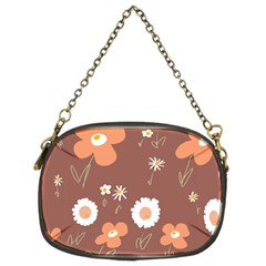 Daisy Flowers Coral White Green Brown  Chain Purse (two Sides) by Mazipoodles