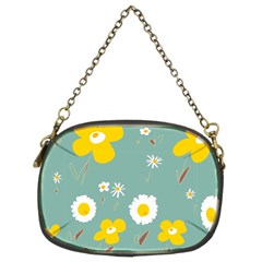 Daisy Flowers Yellow White Brown Sage Green  Chain Purse (two Sides) by Mazipoodles