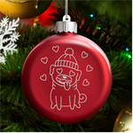 Love Pug dog LED Glass Round Ornament Front