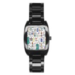 Medical Biology Detail Medicine Psychedelic Science Abstract Abstraction Chemistry Genetics Art Patt Stainless Steel Barrel Watch Front