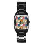 Pattern Art T-shirt Shirts Clothing Fabric Stainless Steel Barrel Watch Front