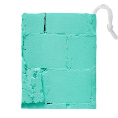 Teal Brick Texture Drawstring Pouch (5xl)