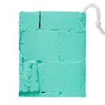 Teal Brick Texture Drawstring Pouch (5XL) Front