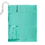 Teal Brick Texture Drawstring Pouch (5XL) Back