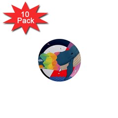 Whale Moon Ocean Digital Art 1  Mini Magnet (10 Pack) 