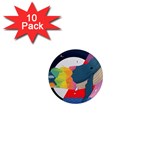 Whale Moon Ocean Digital Art 1  Mini Magnet (10 pack)  Front