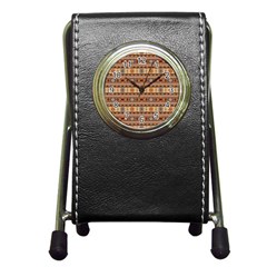Southwest-pattern-tan-large Pen Holder Desk Clock