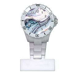 Marble Abstract White Pink Dark Art Plastic Nurses Watch