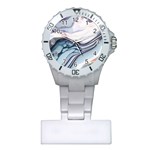 Marble Abstract White Pink Dark Art Plastic Nurses Watch Front