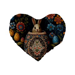 Easter Bunny Rabbit Flowers Easter Happy Easter Standard 16  Premium Heart Shape Cushions