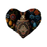 Easter Bunny Rabbit Flowers Easter Happy Easter Standard 16  Premium Heart Shape Cushions Back