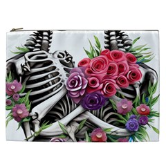 Gothic Floral Skeletons Cosmetic Bag (xxl) by GardenOfOphir