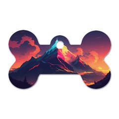 Mountain Sky Color Colorful Night Dog Tag Bone (two Sides)
