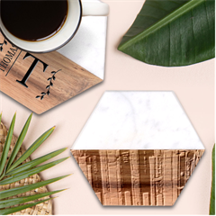 Books Shelf Library Book Shelf Marble Wood Coaster (hexagon) 