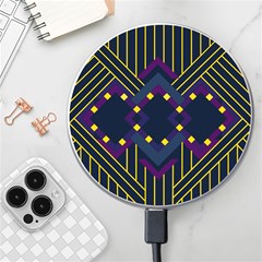 Line Square Pattern Violet Blue Yellow Design Wireless Fast Charger(white)