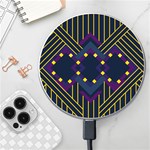 Line Square Pattern Violet Blue Yellow Design Wireless Fast Charger(White) Front