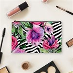 Classy and Chic Watercolor Flowers Cosmetic Bag (Medium) Front