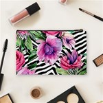 Classy and Chic Watercolor Flowers Cosmetic Bag (Medium) Back