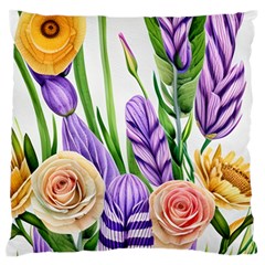 Classy Watercolor Flowers Standard Premium Plush Fleece Cushion Case (two Sides) by GardenOfOphir