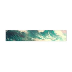 Storm Tsunami Waves Ocean Sea Nautical Nature Painting Premium Plush Fleece Scarf (mini)