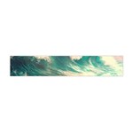 Storm Tsunami Waves Ocean Sea Nautical Nature Painting Premium Plush Fleece Scarf (Mini) Back
