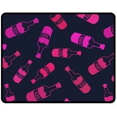 Wine Wine Bottles Background Graphic One Side Fleece Blanket (medium) by Ravend