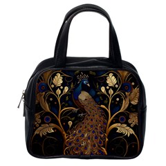 Peacock Plumage Bird Decorative Pattern Graceful Classic Handbag (one Side) by Ravend