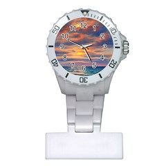 Serene Sunset Over Beach Plastic Nurses Watch